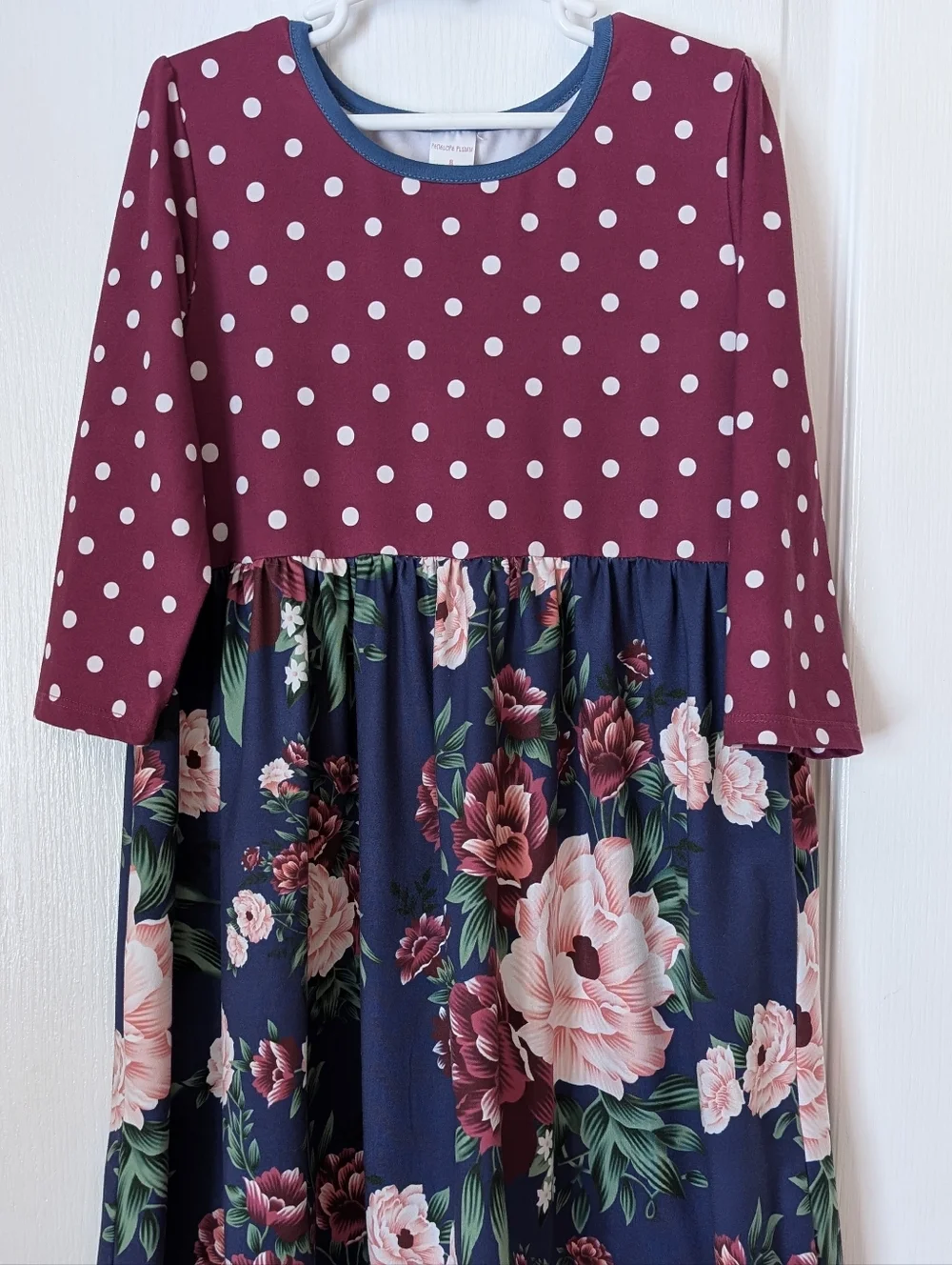 🌸Penelope Plumm Girls Polka Dot Floral Long Sleeve Dress. Size 8